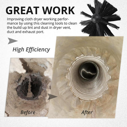 6 Inch Dryer Vent Cleaner Brush Head, Duct Cleaning Brush with 3/8” Hex Shaft Drill Attachment for Dryer Vent Cleaning, Fireplace, Chimney Washing, Compatible with Standard M8 Flexible Rods