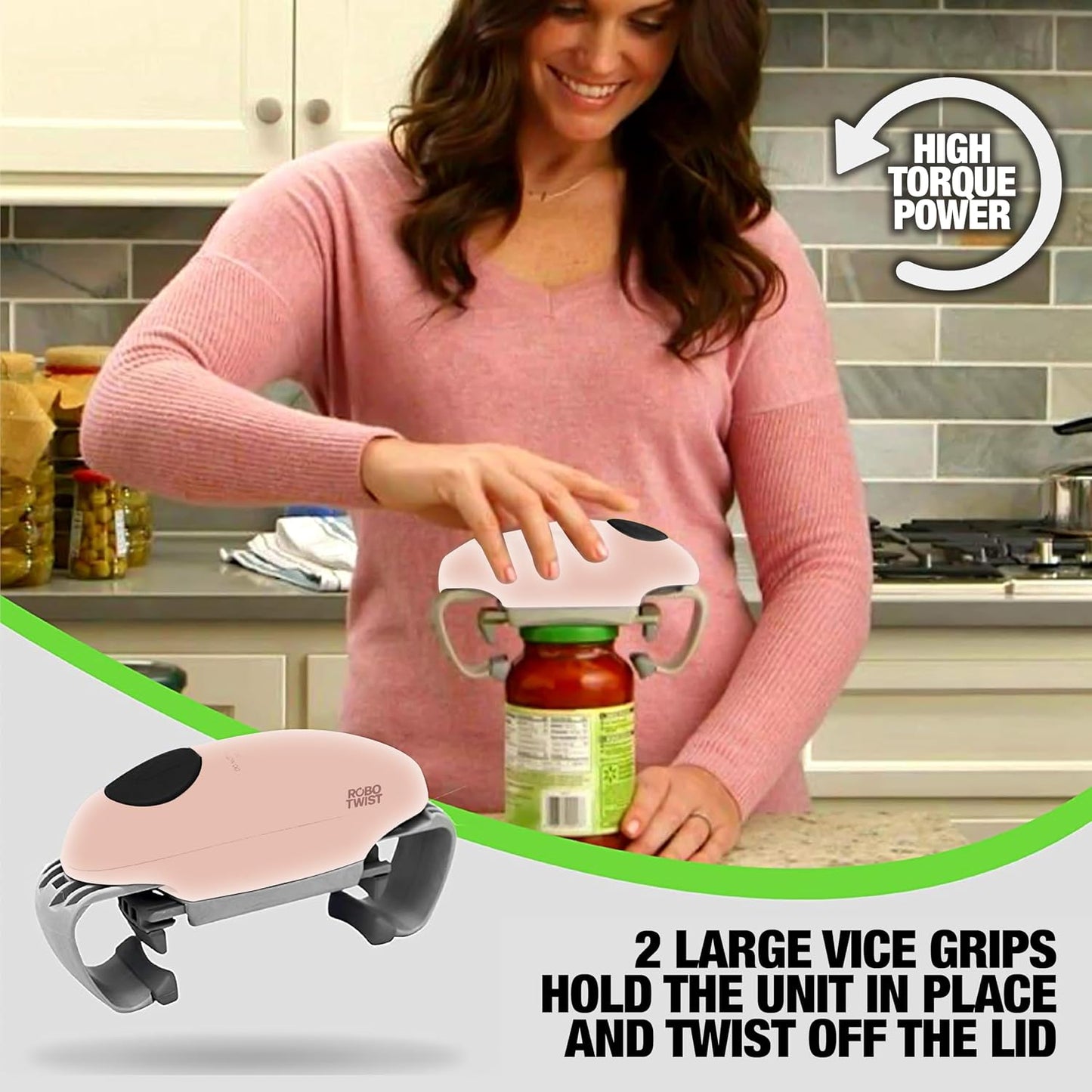 Robotwist Electric Jar Opener Top Rated for Seniors, Deluxe Model with Improved Torque, 1 Touch Automatic Easy Jar Opener for Weak Hand and Arthritis – Works on All Jar Sizes