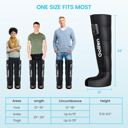 Cordless Leg Compression Massager, Portable Compression Boots with 5 Air Chambers, Full Leg Massager for Circulation & Muscle Pain Relief, Gift for Athletes Men Women