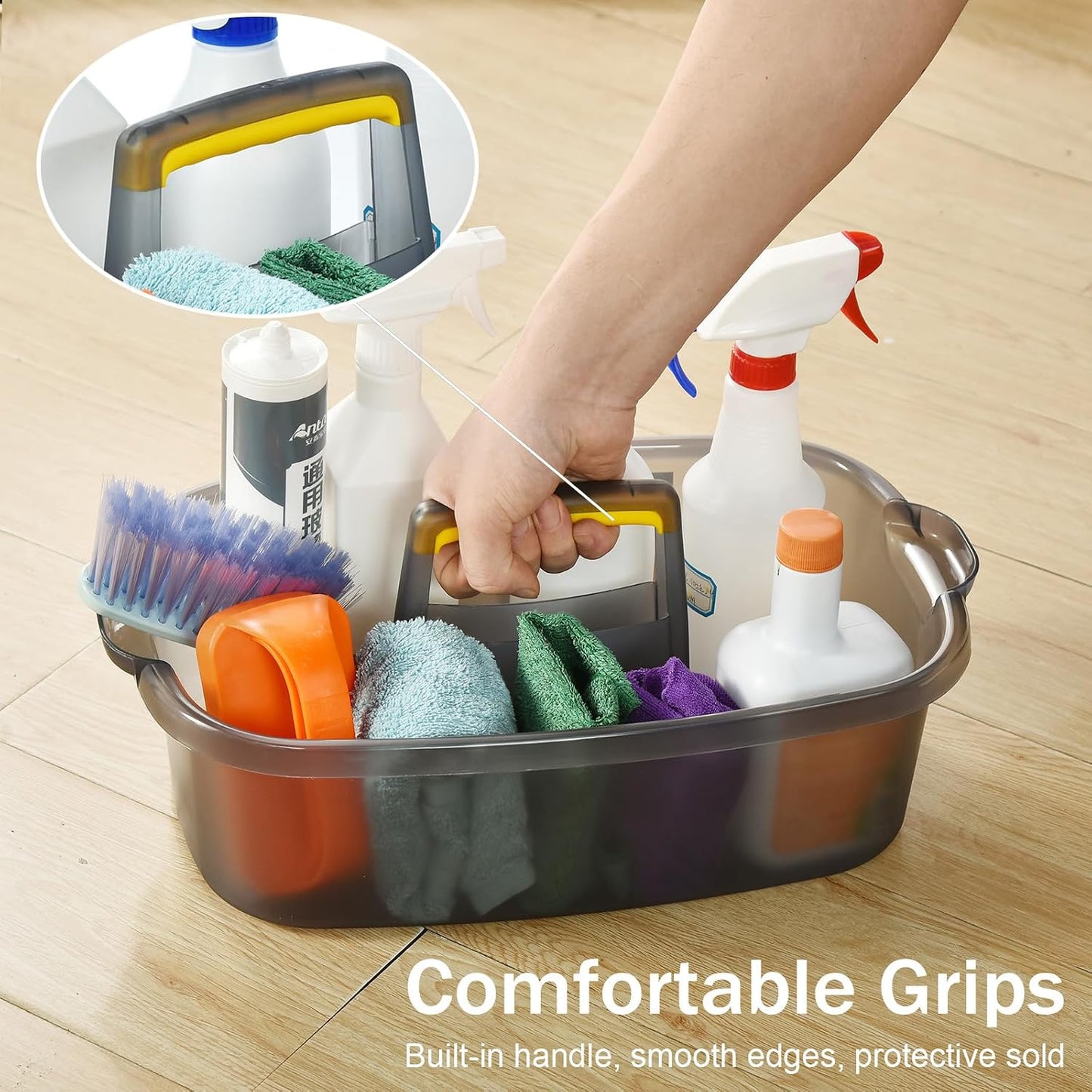 ALINK Large Plastic Shower Caddy Tote, Portable Storage Caddy Basket Organizer with Handle for Dorm, Bathroom, Tool, Garden, Kitchen, Cleaning Supplies – Blue