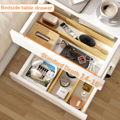 BAMEOS Bamboo Expandable Drawer Dividers – Fits 16.6"–22" Drawers, 2" High, Set of 4 | Spring-Loaded Bamboo Separator for Kitchen Island, Bathroom Vanity & Dresser Drawers