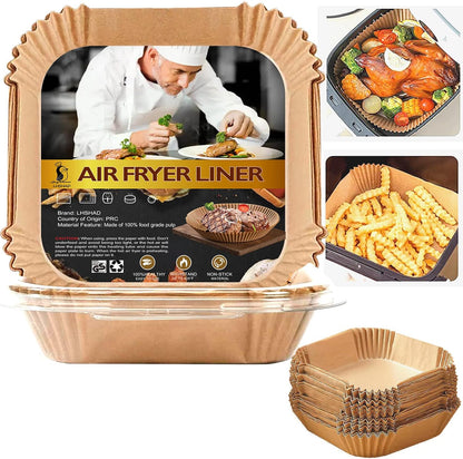 Air Fryer Liners Disposable 9 Inch, 9 inch Air Fryer Liners 125 Pcs Large Square Air Fryer Paper Liners for 5QT 6qt 8QT Air Fryer, Non-stick Parchment Paper for Frying, Baking