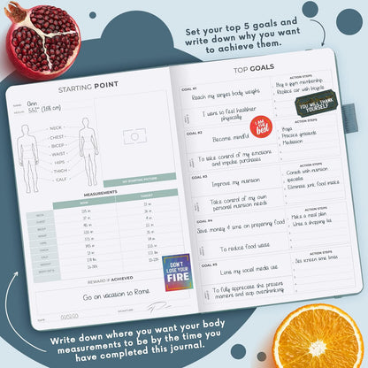 Clever Fox Wellness Planner & Food Journal for Weight Loss, A5 Orange | 5.8"x8.3" nutrition & exercise tracker for women tracking meals, diet & symptom diary, calorie counter notebook, stickers