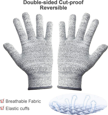 Cutting Gloves, 2 Pairs Cut Resistant Gloves, Cut Proof Gloves Kitchen | Cutting Gloves for Chef, Cut Gloves, Tesuchan