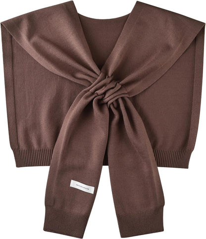 WaJuemy Women's Sweater Shawl Wraps Sleeves Knitted Collar Sweater Scarf Top Casual Lightweight Shoulder Cape Accessories