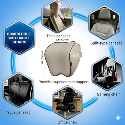 Crofy 2-Pack Car Neck Pillow, Headrest Pillow with Adjustable Strap, Black | Soft Memory Foam; Ergonomic Design Fits Most Car & Office Chairs; Breathable Removable Pillow Cover Is Machine Washable