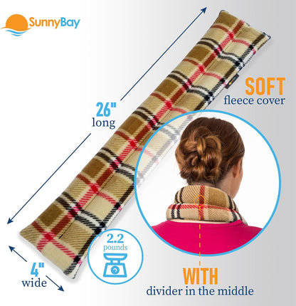 SunnyBay Microwavable Heating Pad for Neck and Shoulder, Heated Neck Wrap, Microwave Heat Pad, Weighted Beanbag Moist Hot or Cold Compress, 2.2 lbs, 26x4 Inches, Buffalo