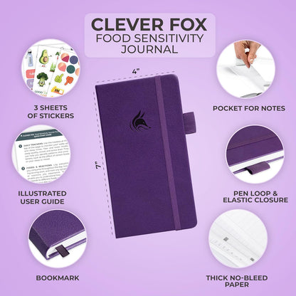 Clever Fox Food Sensitivity Journal & Symptom Diary, 8.5x11 Purple