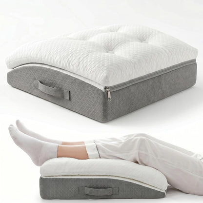 Leg Elevation Pillow,Memory Foam Sleeping Support Pillow, Dual Layer Bed Wedge Pillow for Legs, Knee Wedge Pillow, Removable Washable Cover