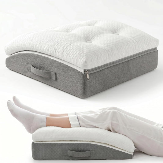 Leg Elevation Pillow,Memory Foam Sleeping Support Pillow, Dual Layer Bed Wedge Pillow for Legs, Knee Wedge Pillow, Removable Washable Cover