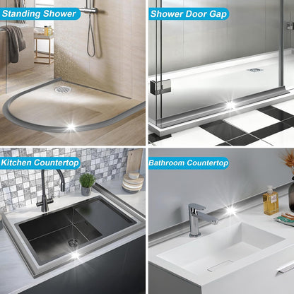 39Inch Shower Threshold Water Dam, Self-Adhesive Silicone Shower Barrier Water Stopper Shower Door Bottom Seal Strip Shower Splash Guard for Bathroom Kitchen Bathtub