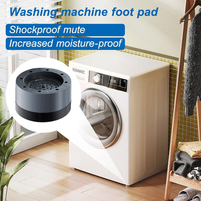 4PCS Universal Anti-Vibration Pads for Washing Machine, Dryer, Dishwasher - Non-Slip Rubber Feet Pads, Shock Absorber, Anti-Walk Mat, Noise Reduction, Stabilizer Gray Resin Fiber & TPU Rubber