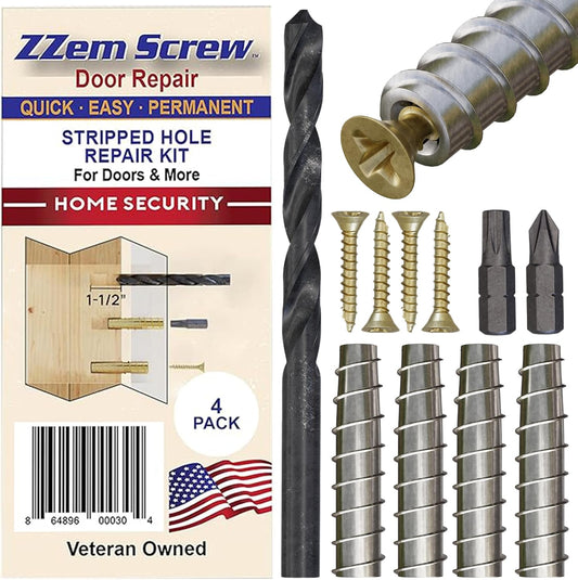 12-Pack #9 x 1-1/2" Permanent Stripped Screw Hole Repair Kit | Repairs hinges, strike plates, deadbolts, gates and latches. Ideal for home repairs