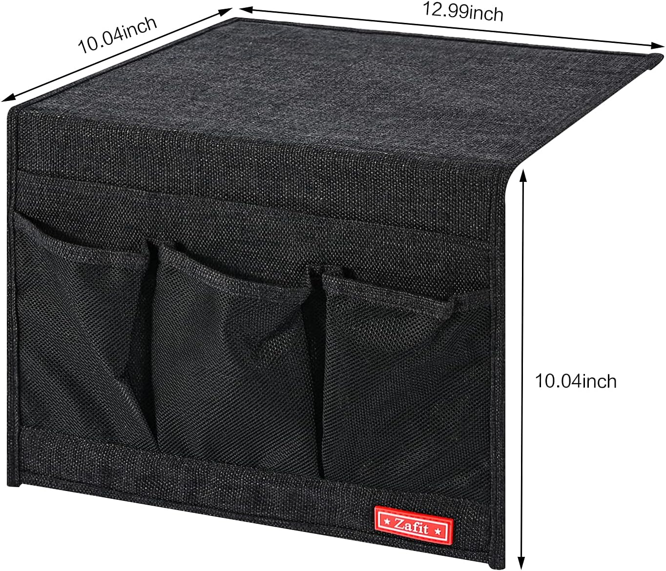 Zafit Linen 4 Pockets Bedside Caddy, Bedside Storage Organizer for Magazine, Remotes, Phone (Beige, Classic 4 Pockets)