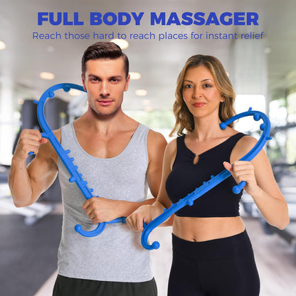 Deep Tissue Back & Neck Massager - Back Massager Stick for Pain Relief, Muscle Knot Remover, Trigger Point Massage Tool for Full Body, Shoulders, Legs - Pressure Point Massage Tool (Blue)
