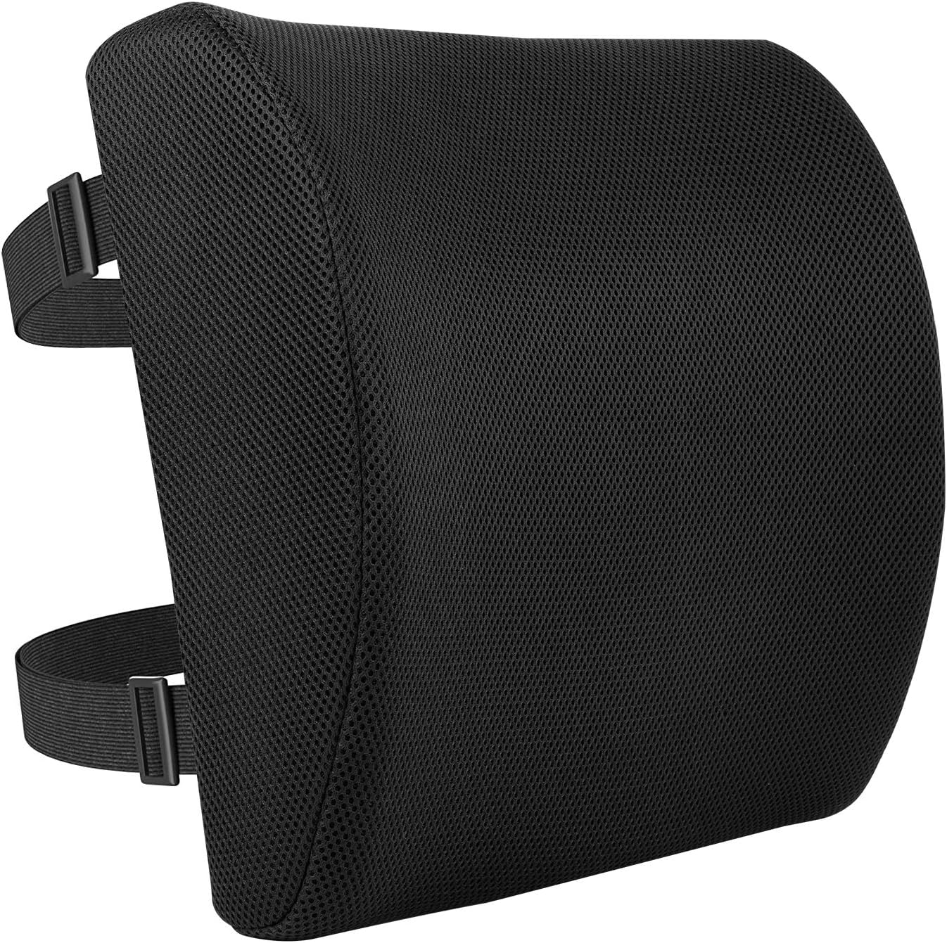 Amazon Basics Comfortable Seat Cushion & Lumbar Support for Office Chairs, Gel Enhanced Memory Foam, Non-Slip, Cooling, Portable, Pack of 2, Rectangular, Black