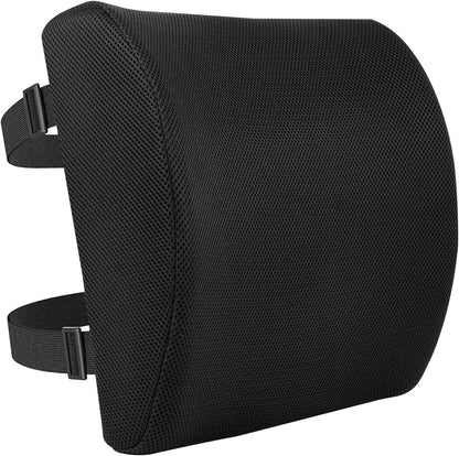 Amazon Basics Comfortable Seat Cushion & Lumbar Support for Office Chairs, Gel Enhanced Memory Foam, Non-Slip, Cooling, Portable, Pack of 2, Rectangular, Black