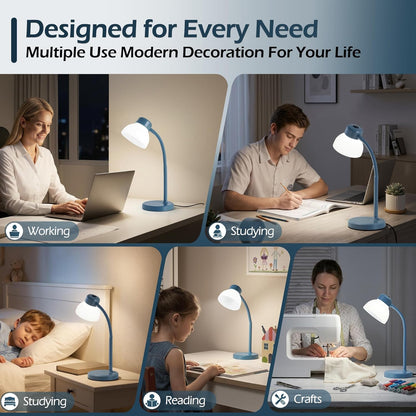 GyroVu Clip-On Desk Lamp, Eye-Care LED Reading Light, Adjustable Gooseneck, Anti-Tip Bedside Reading Light—Small Desk Lamps for Home Offices, College Dorm Rooms, and Bed Headboards (Black)