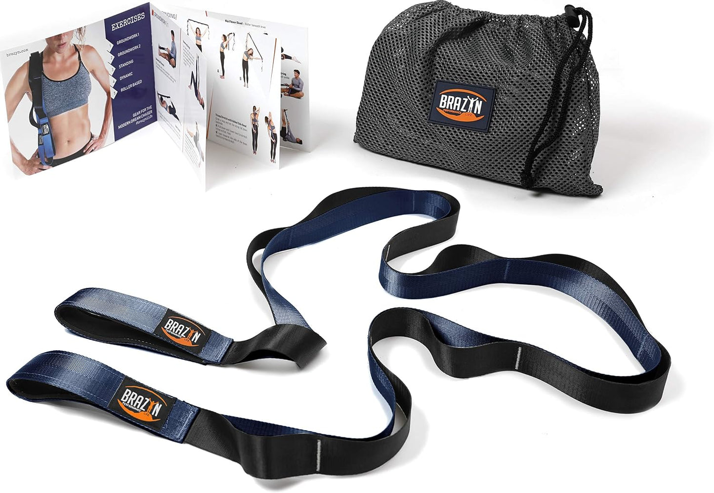 Brazyn Mobility Stretching Strap | Multi-Functional 12-Loop Strap for Stretching, Yoga, Physical Therapy, Pilates, Dance and Gymnastics