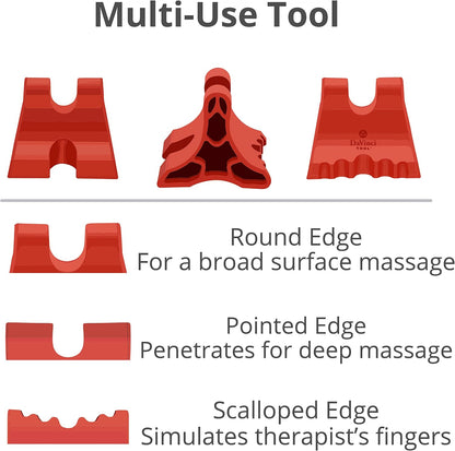 Body Back Davinci Tool - Neck Massager for Pain Relief Deep Tissue - Red | FSA Eligible USA Made Firm Neck Massager, Occipital Release Tool, Pressure Point Massage Tool for Plantar Fasciitis