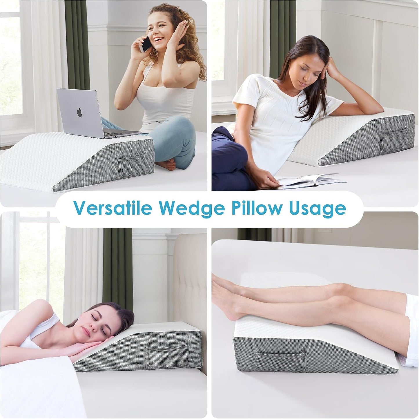 Cozymaker 10" Leg Elevation Pillows for Swelling, Cooling Gel Memory Foam Wedge Pillows for After Surgery, Sciatica Back Knee Hip Ankles Pain Relief, Leg Pillows for Sleeping