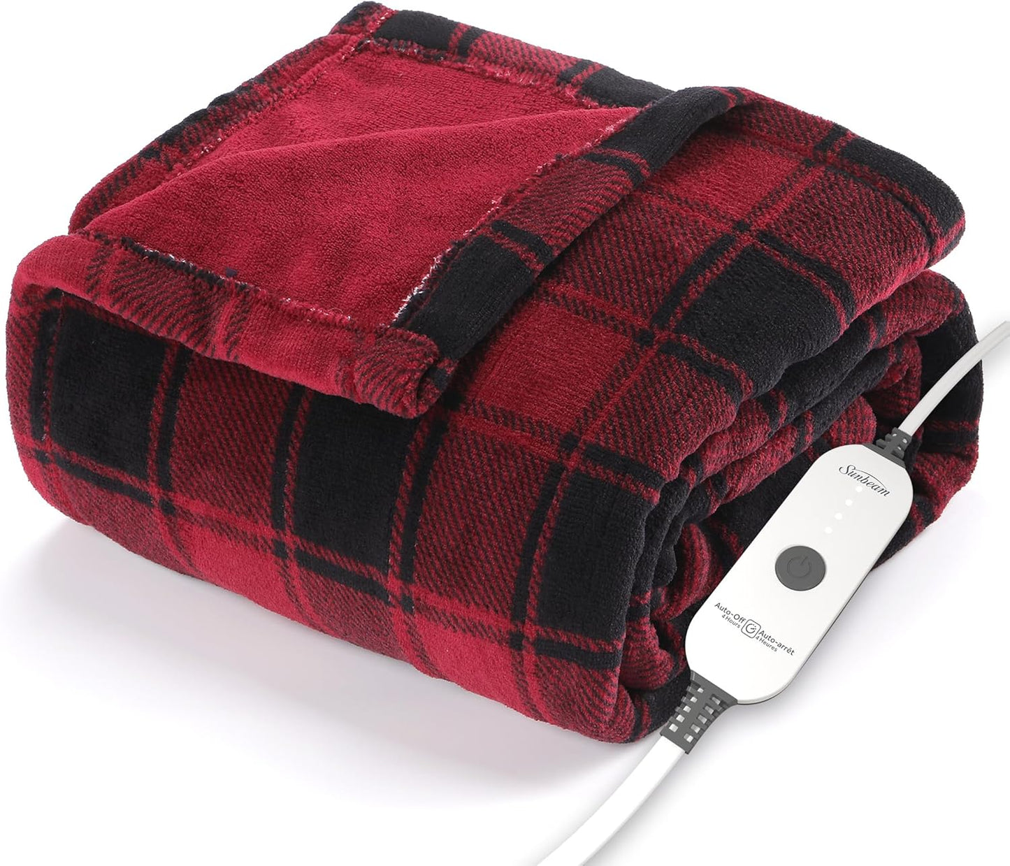 Sunbeam Electric Throw Royal Luxe Microplush Heated Blanket, 4 Heat Settings, 4-Hour Auto Shut-Off, Fast Heating, Warm and Cozy, Walnut Color, 50" x 60"