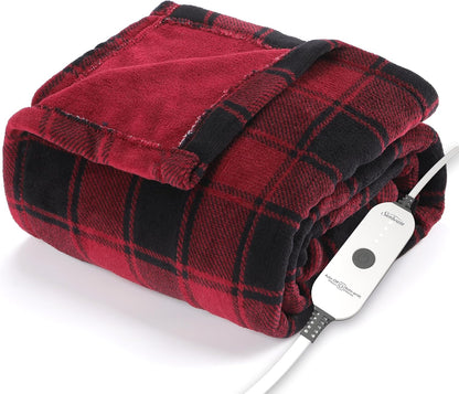 Sunbeam Electric Throw Royal Luxe Microplush Heated Blanket, 4 Heat Settings, 4-Hour Auto Shut-Off, Fast Heating, Warm and Cozy, Walnut Color, 50" x 60"