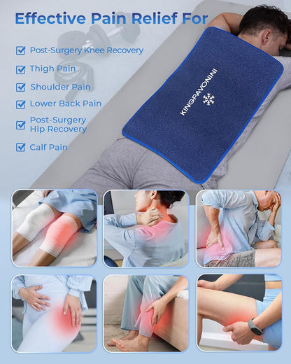 KingPavonini Soft Large Ice Pack for Injuries Reusable with Straps, 11"x15"