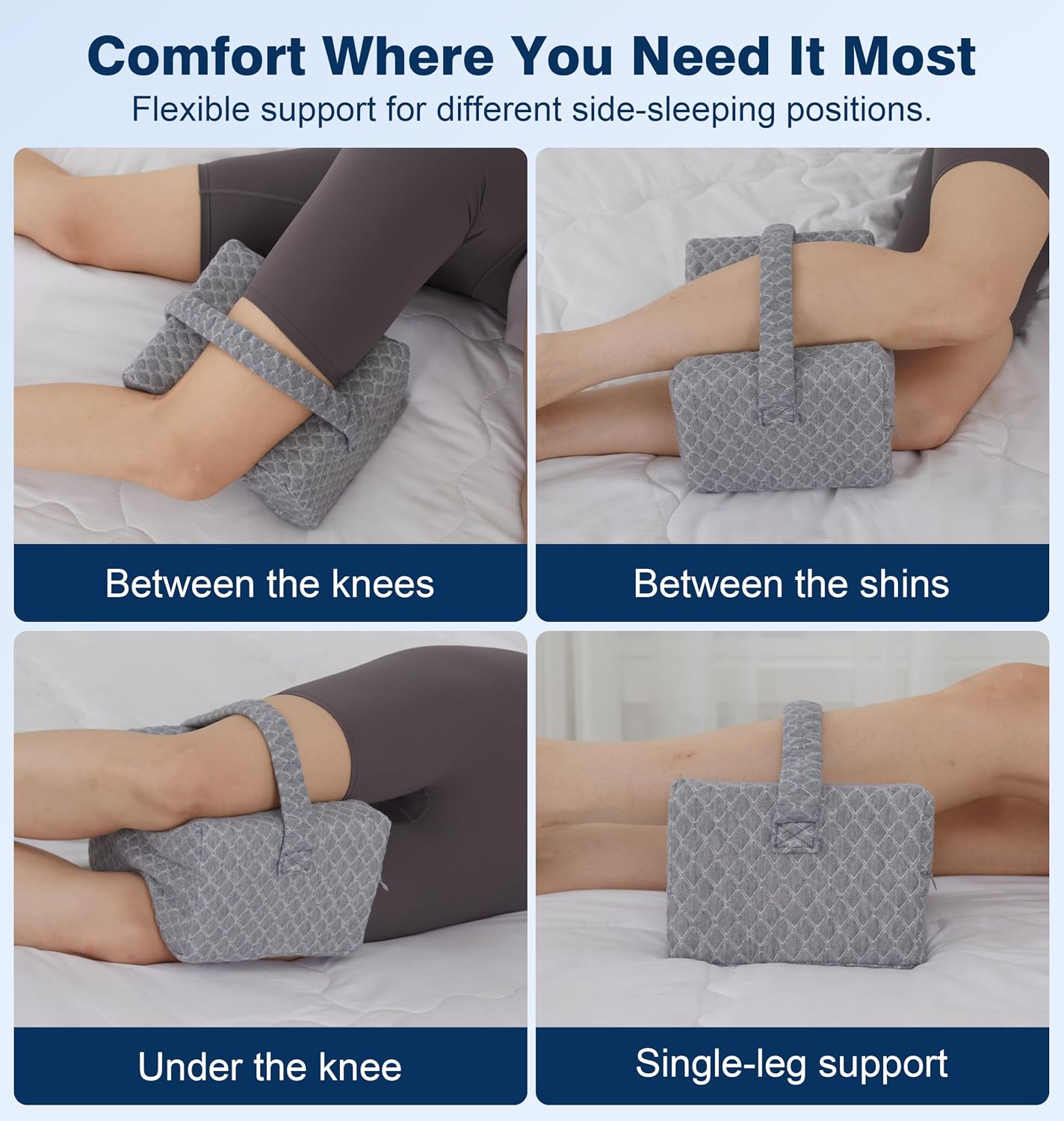 UJPFEO Knee Pillow for Side Sleepers, Leg Pillow for Sciatica, Back, HIPS, Knees, Joints Pain Relief,Pillows for Between Legs While Sleeping Spine Alignment Support & Relieves Pressure