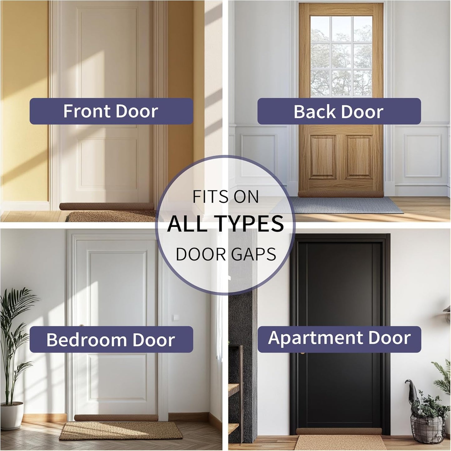 Ciieyuo Premium Velvet Under Door Draft Stopper, Adjustable 30-36 Inches | Door Air Draft Stopper, Easy-to-Install Under Door Gap Filler, Blocks Noise, Cold Air, Light, Dust, and Drafts