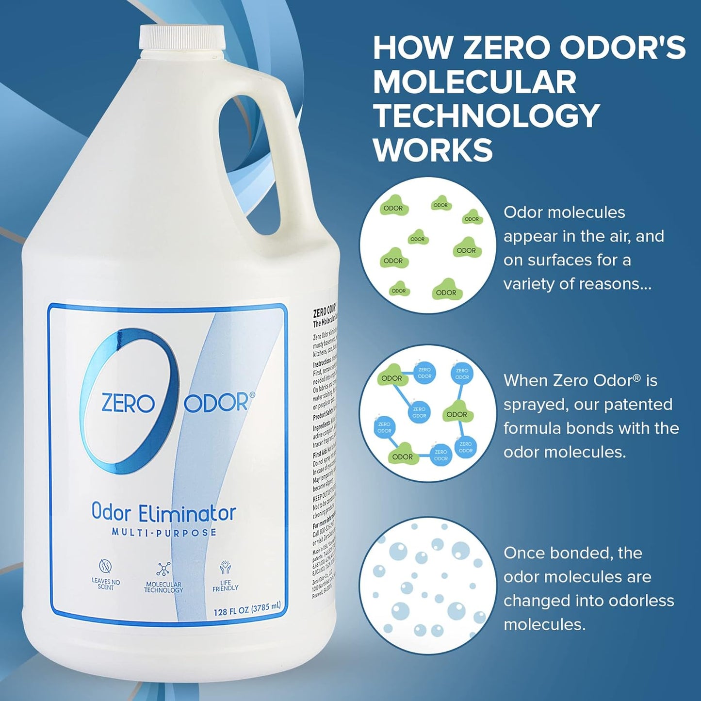 Zero Odor Multi-Purpose Odor Eliminator, Fabric & Room Deodorizer, 16 oz | Odor Eliminator Spray for Closet, Bathroom, Basement, Trash & Upholstery, Air and Surface use