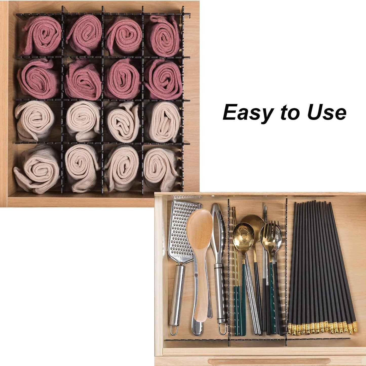 Onerbuy 8pcs Adjustable Grid Drawer Dividers DIY Plastic Closet Separator Tidy Organizer Container 32.5 * 7cm/ 12.8 * 2.8inch for Underwear Socks Belt Office Supplies(Transparent White)