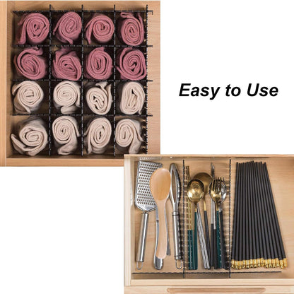 Onerbuy 8pcs Adjustable Grid Drawer Dividers DIY Plastic Closet Separator Tidy Organizer Container 32.5 * 7cm/ 12.8 * 2.8inch for Underwear Socks Belt Office Supplies(Transparent White)
