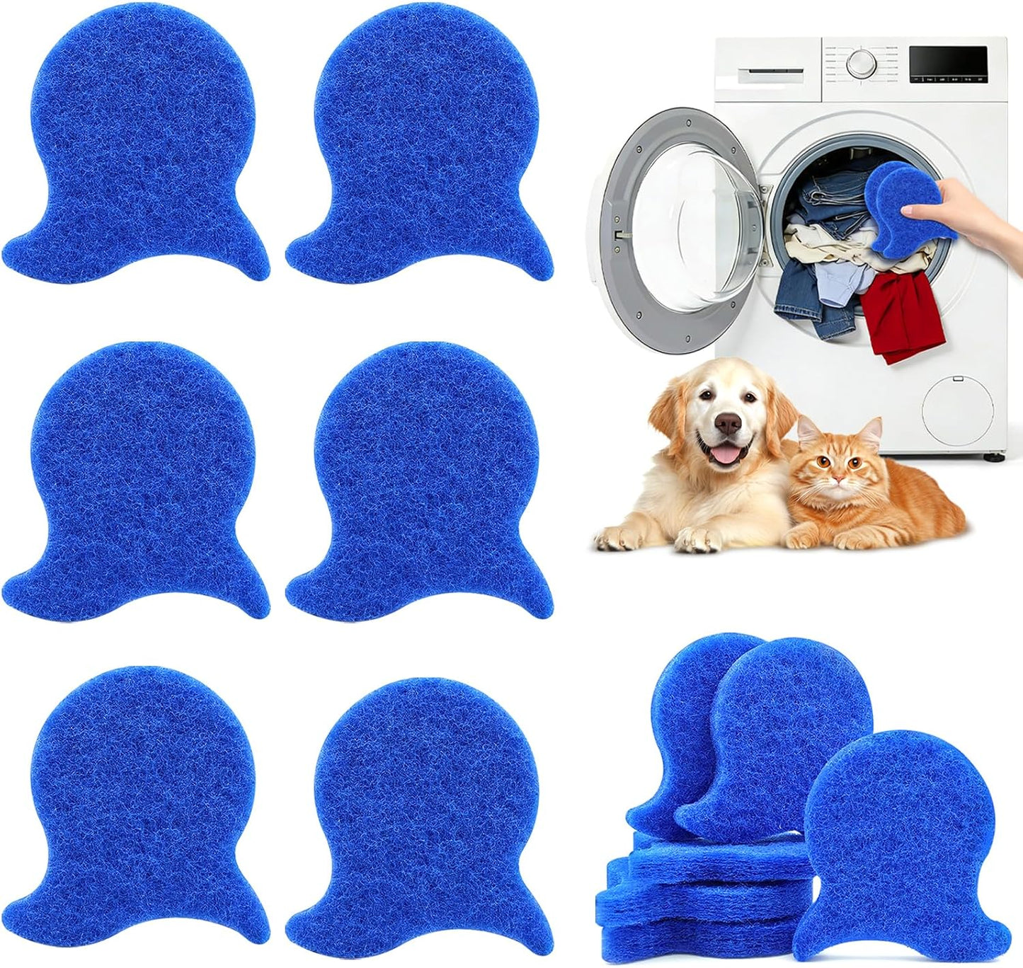 6 Pack Pet Hair Remover for Laundry,Reusable Dog & Cat Hair Remover for Laundry,Effectively Removes Pet Hair, Lint and Dander from Bedding and Clothing, Suitable for Washing Machines, Dryers