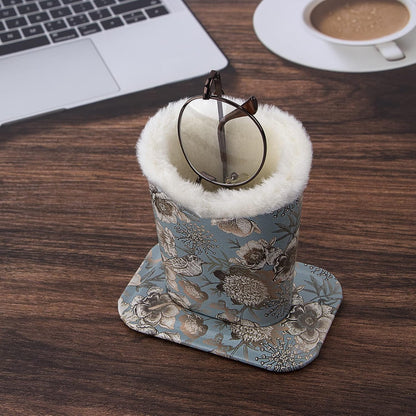 Plush Lined Eyeglasses Holder, PU Leather Glasses Stand Case