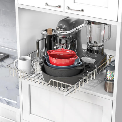 Simple Houseware Under Cabinet Pull Out Sliding Shelf, 21" Dx11 W, Chrome