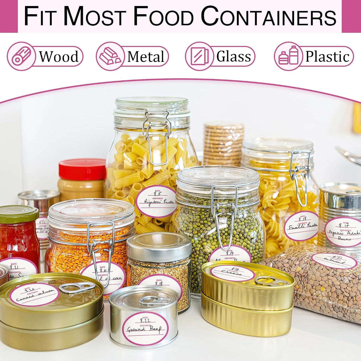 L LIKED 120 Stickers Dissolvable Food Labels for Containers 1 1/2" x 2 1/2" Canning Labels for Jars (Roll of 120) (1 Rolls)