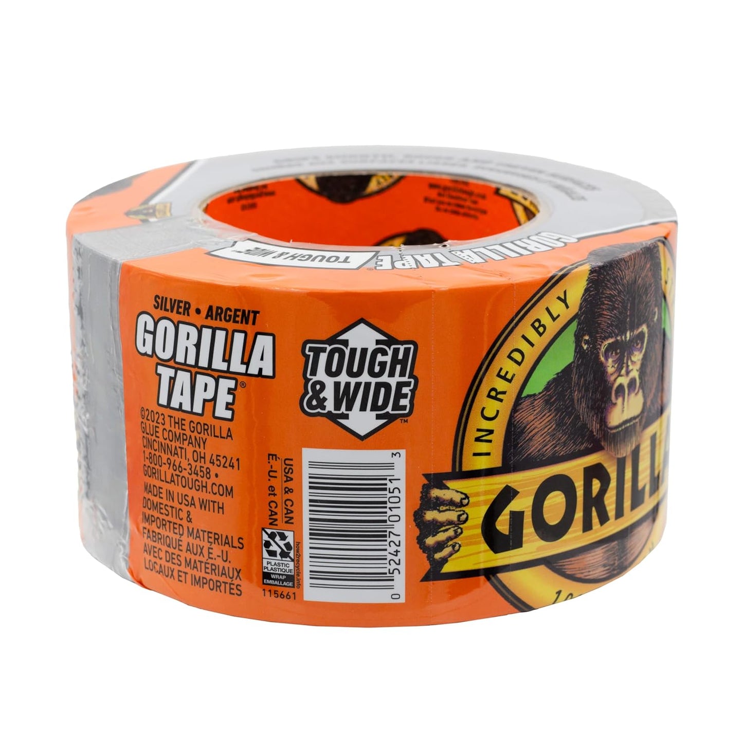 GORILLA Tape Tough & Wide, White, 2.88" x 25 yd | Double-Thick Adhesive, Grips Rough Surfaces, Heavy Duty, Weather Resistant for Indoor or Outdoor Use