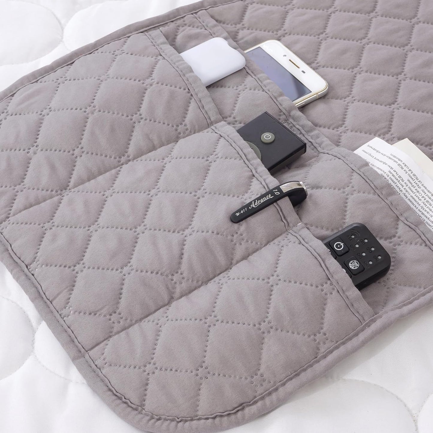 Armchair Caddy for Couch Remote Control Holder with 4 Pockets, Grey 1 Pack | Non-slip, Waterproof, Sofa Armset Organizer, Couch Chair Armrest Storage for TV Remote Control Phone Book Magazine 35"x13"
