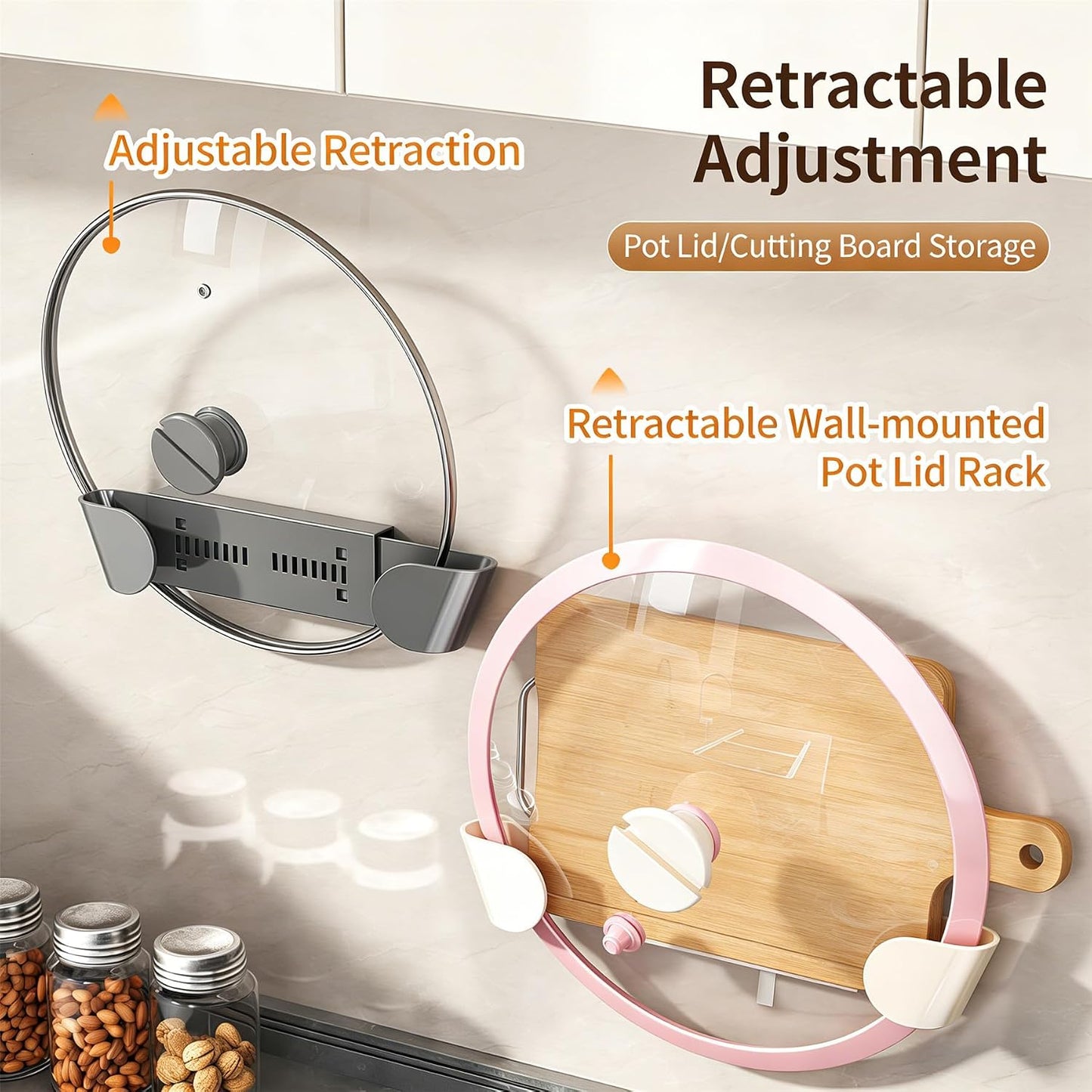 Universal Pot Lid Holder Organizer for Cabinet, Gray, 2 Pack | Pan Lid Organizers, Inside Door Wall Mount, Pots Top Rack