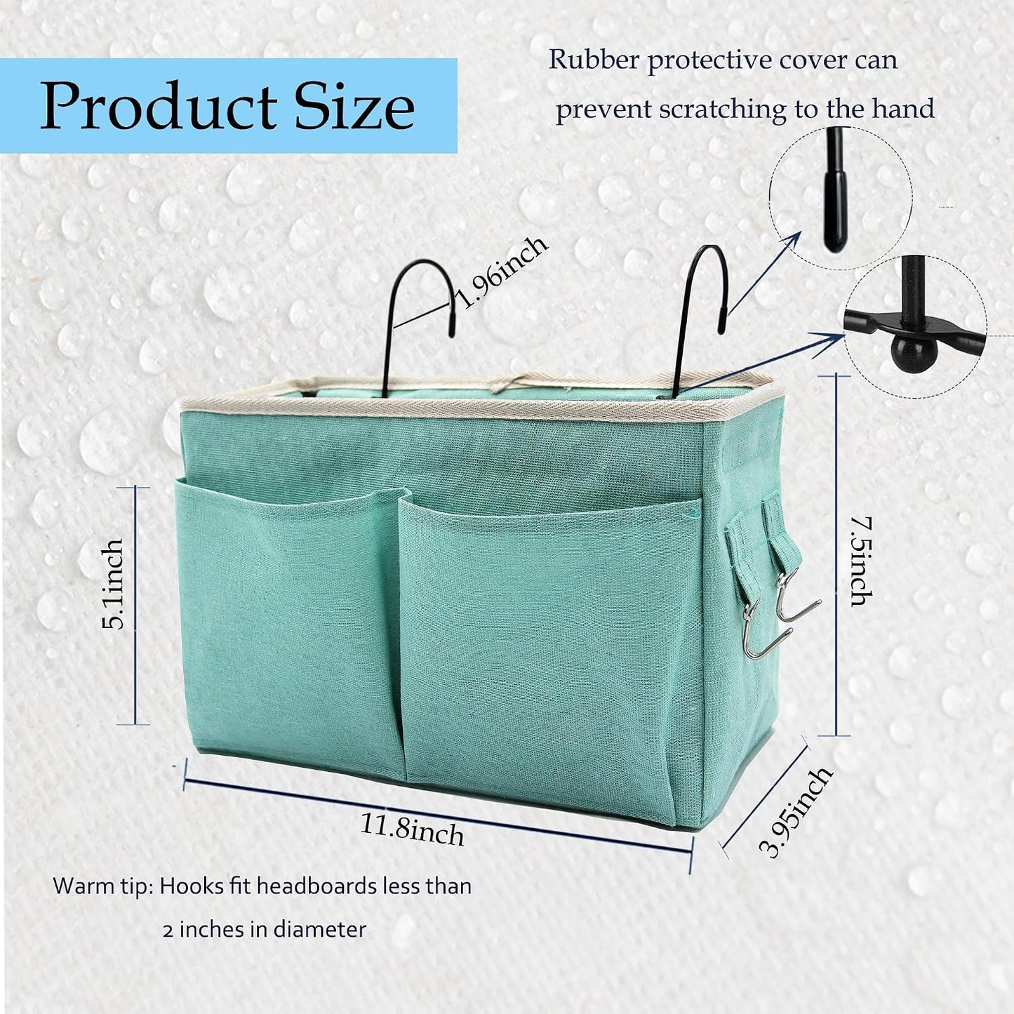 Bedside Caddy Bedside Hanging Storage Basket Multi-Function Organizer Caddy for Bunk and Hospital Beds Dorm Rooms Bed Rails, Can be Placed Glasses Books Mobile Phones（Navy Blue）