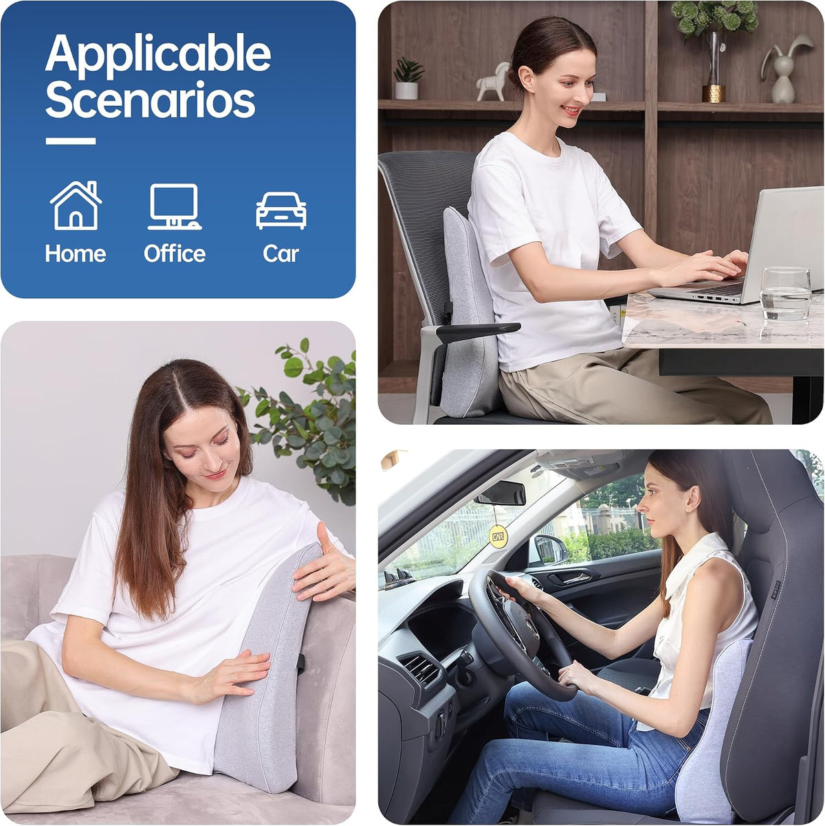 Soft Comfortable Memory Lumbar Support Pillow Back Cushion for Car & Office
