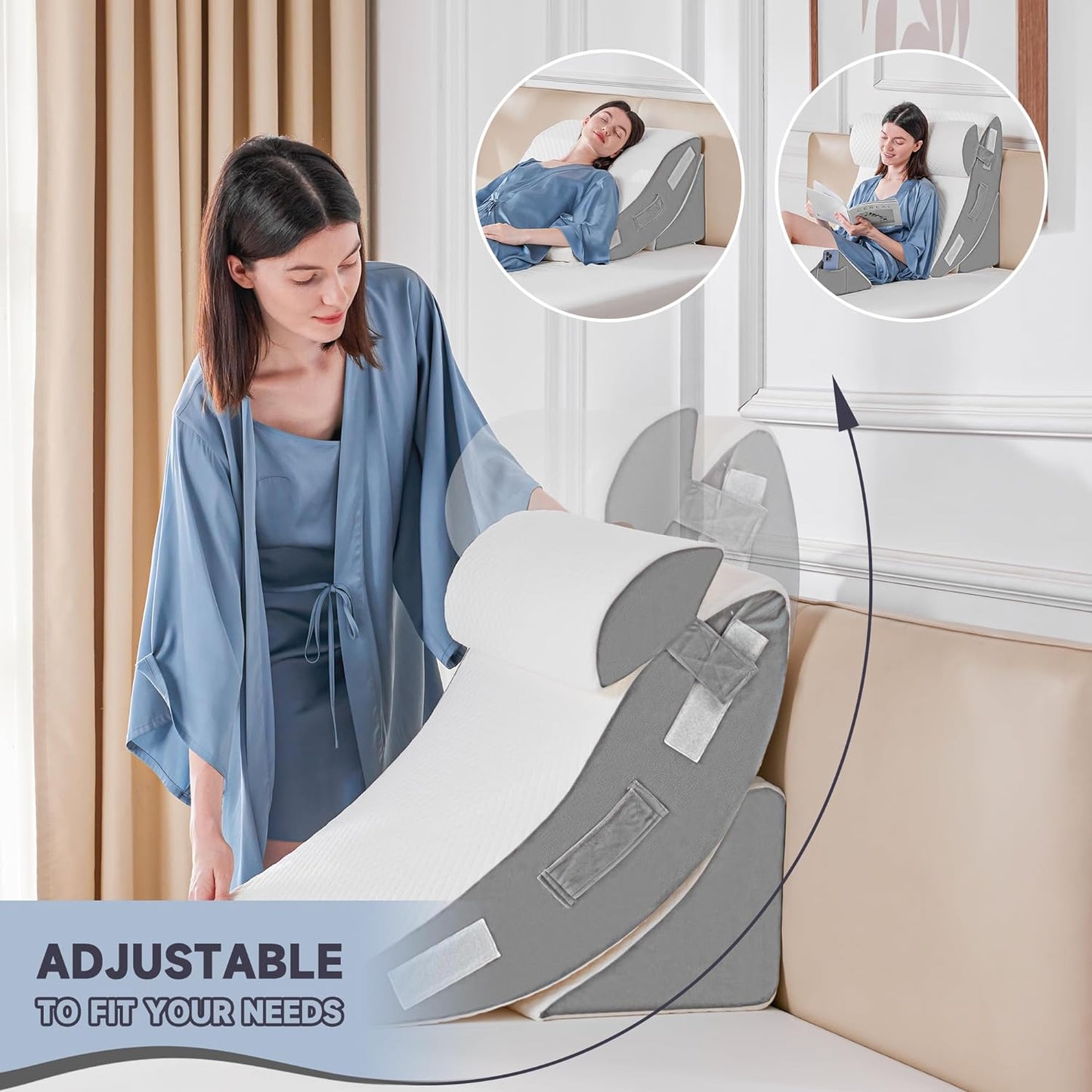 Yojoker Leg Elevation Pillows for Swelling, Memory Foam Wedge Pillow for Legs Blood Circulation, Leg Elevation Pillows for After Surgery, Knee Wedge Pillow for Sleeping Back Hip Ankles Relief