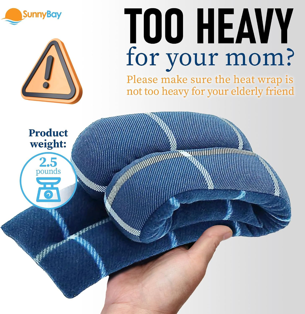 SunnyBay Microwavable Heating Pads, Microwavable Moist Heated Neck and Shoulder Wrap, Versatile Weighted Beanbag Cold Pack or Warm Compress, 2.2 lbs, 26x4 Inches, Navy Blue