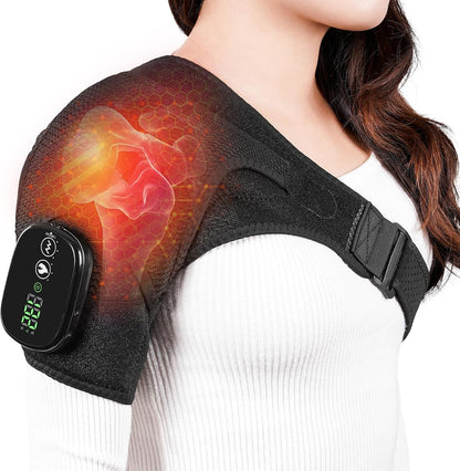 Shoulder Heating Pad with Massager,Rotator Cuff Shoulder Pain Relief,Black