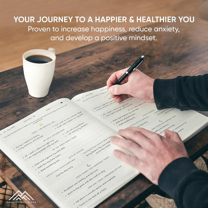 Gratitude & Self-Care Journal - Guided Mindfulness & Mental Health Journal All-in-One with Prompts for Self Discovery - Daily Journal for Men & Women (A5, Black) - PRODUCTIVITY STORE