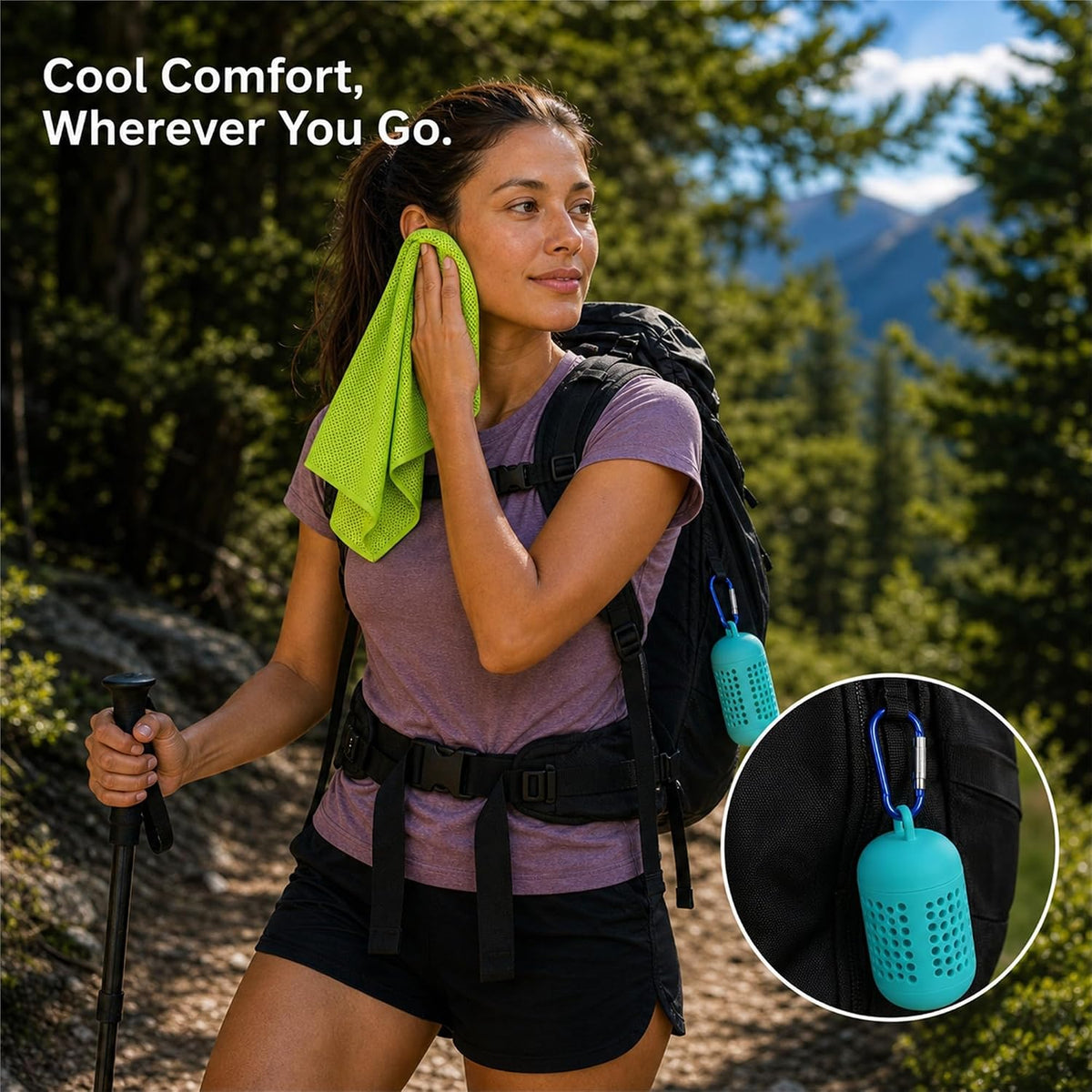 Cooling Towels 4 Pack with Silicone Case, 5 Carabiners, 40 x 12 in
