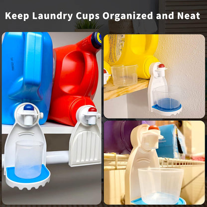 Febwind 2 Pcs Laundry Detergent Cup Holder Fabric Softener Drip Catcher Soap Holder Tray Cup Stand Container Laundry Soap Station Organizer White