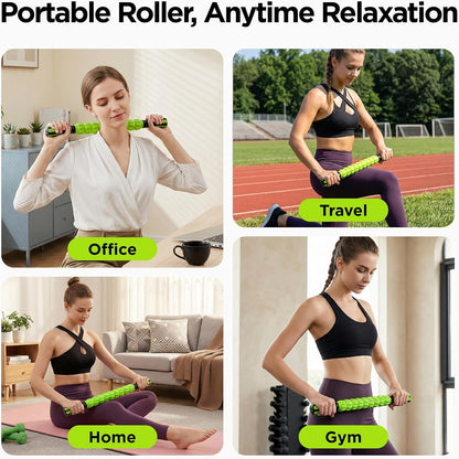 Wooden Cellulite Massage Roller for Legs and Thighs - Handheld Fascia Blaster Tool for Muscle Relief, Lymphatic Drainage & Body Sculpting - Anti Cellulite Massager for Women and Men (12 Wheel)