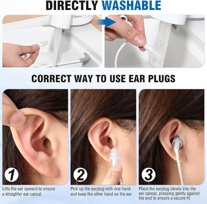 Tondiamo 200 Pairs Ear Plug Bulk with Cord Reusable Silicone, Fresh